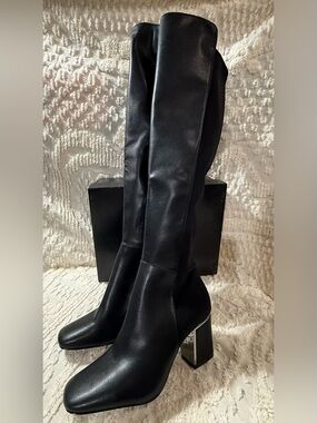 DKNY Black Knee High Block Heel Boots #711